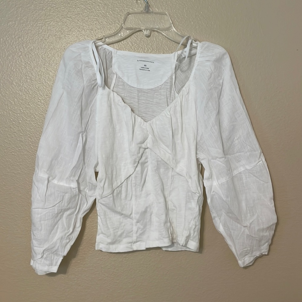 Anthropologie | XS | Cotton Long Sleeve Crop Top